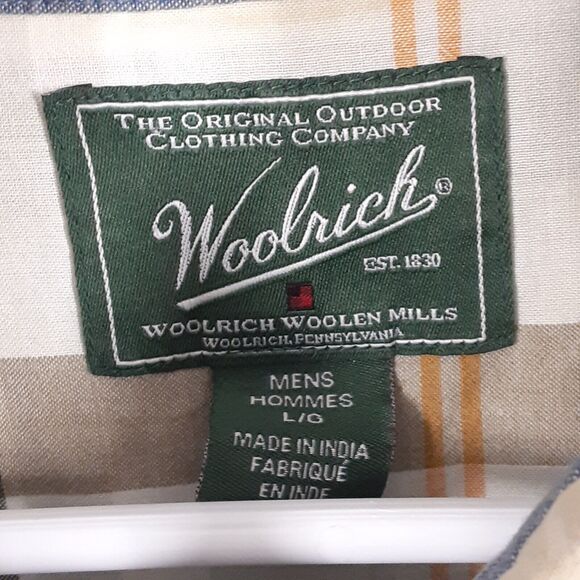 Woolrich Adult Mens L Multicolor Plaid Short Sleeve Button Up Shirt Outdoor Camp - Picture 4 of 7